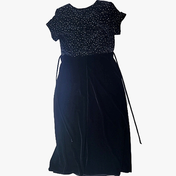 Black Velour Rhinestone Cosmic Star Short Sleeve Maxi Whimsigoth Dress ♥️ - Picture 6 of 6